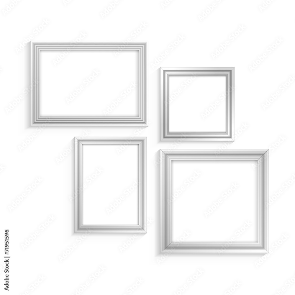 white frame set for paintings isolated on white background white frame set for paintings isolated on white background