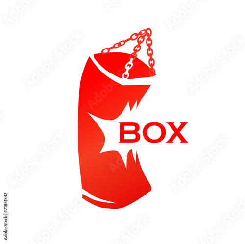 Red punching bag with caption