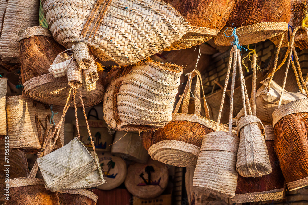 wicker basket in marketplace,Gafsa,Tunisia