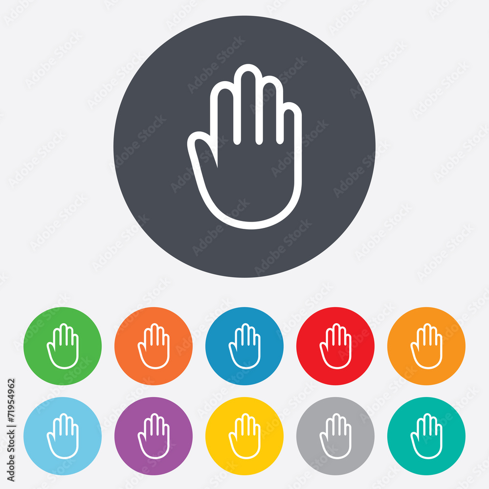 Hand sign icon. No Entry or stop symbol. Hand sign icon. No Entry or stop symbol.