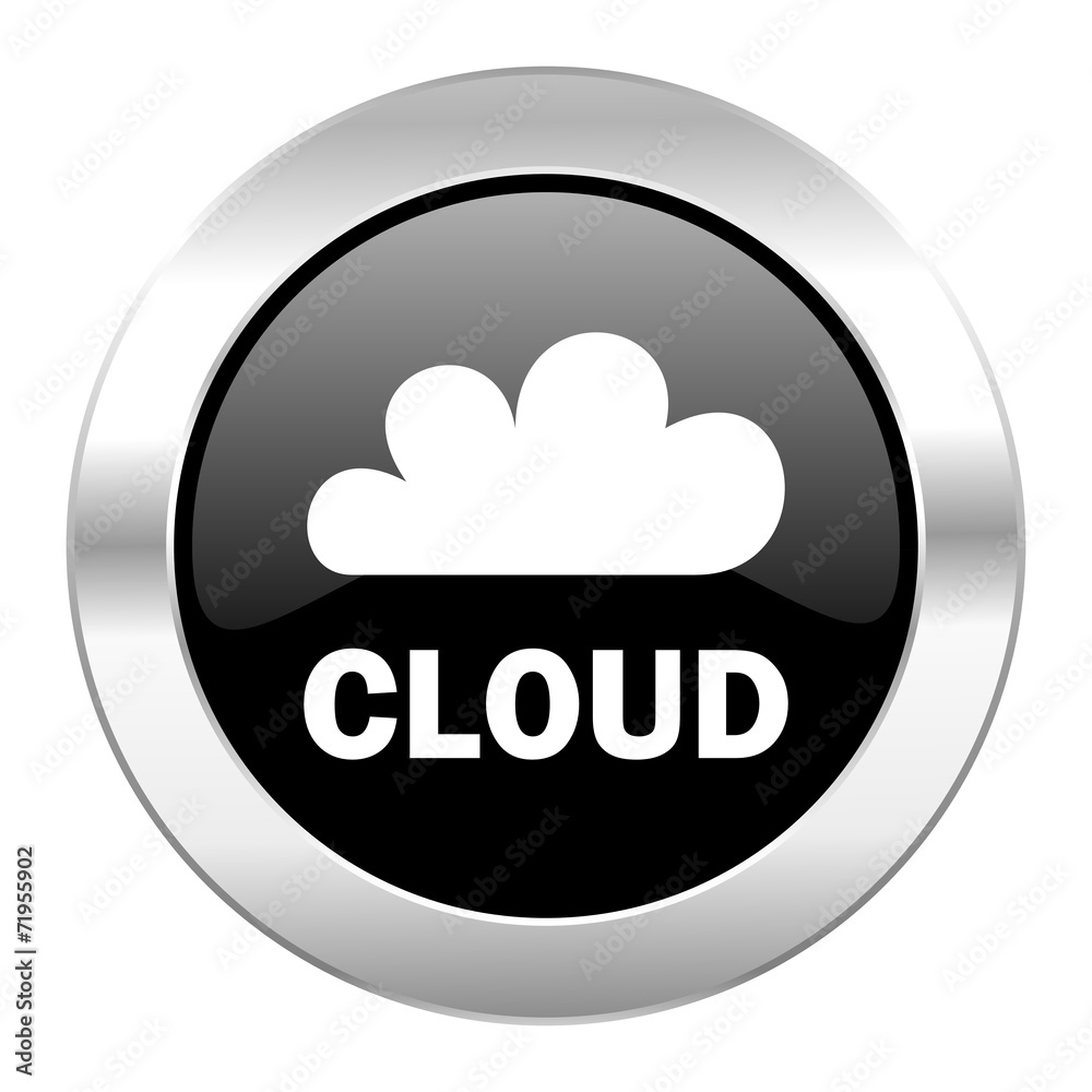 cloud black circle glossy chrome icon isolated cloud black circle glossy chrome icon isolated