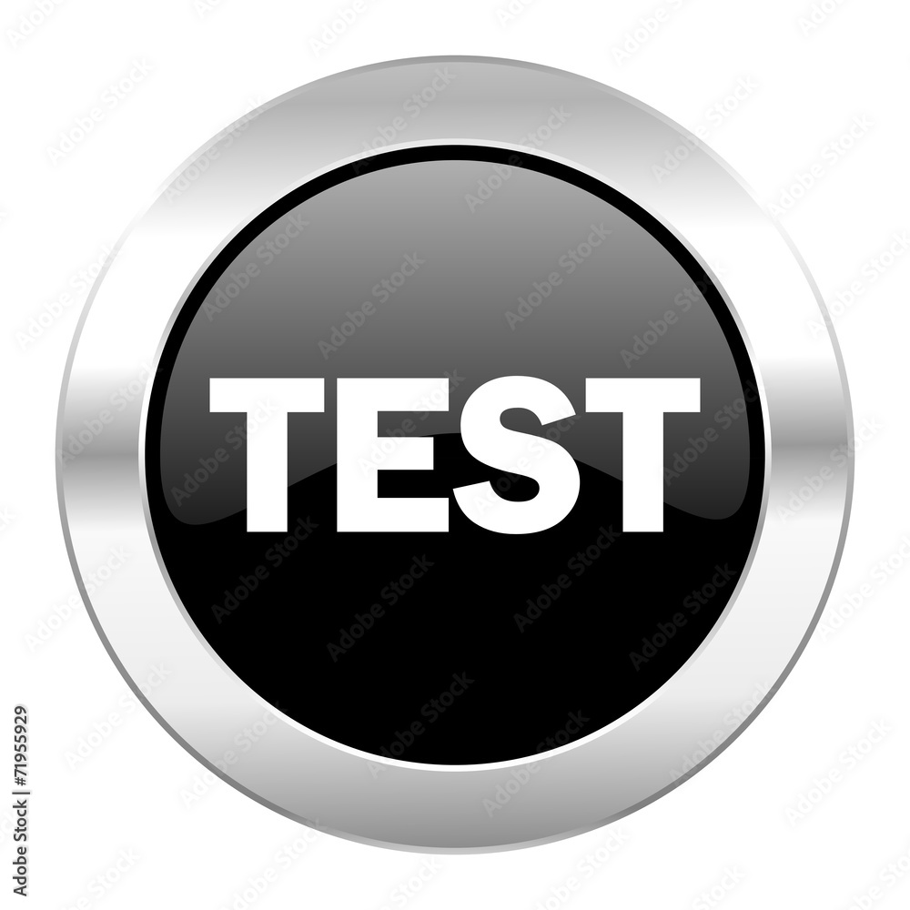 test black circle glossy chrome icon isolated test black circle glossy chrome icon isolated