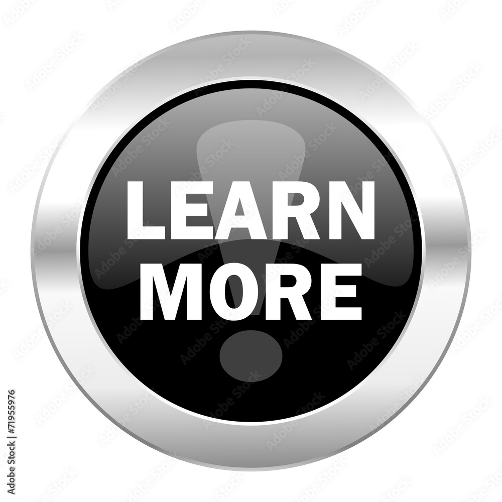 learn more black circle glossy chrome icon isolated learn more black circle glossy chrome icon isolated