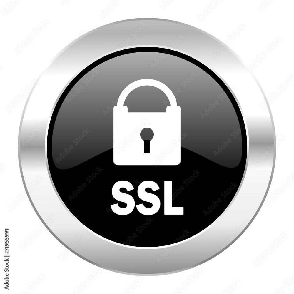 ssl black circle glossy chrome icon isolated ssl black circle glossy chrome icon isolated