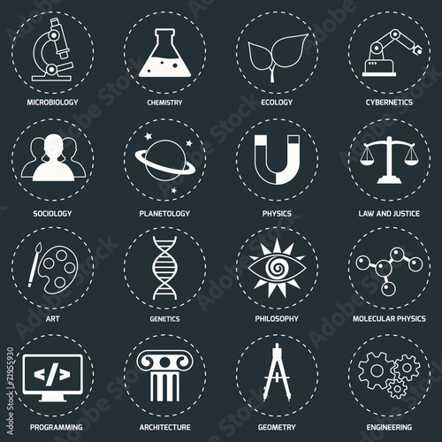 Science areas icons white