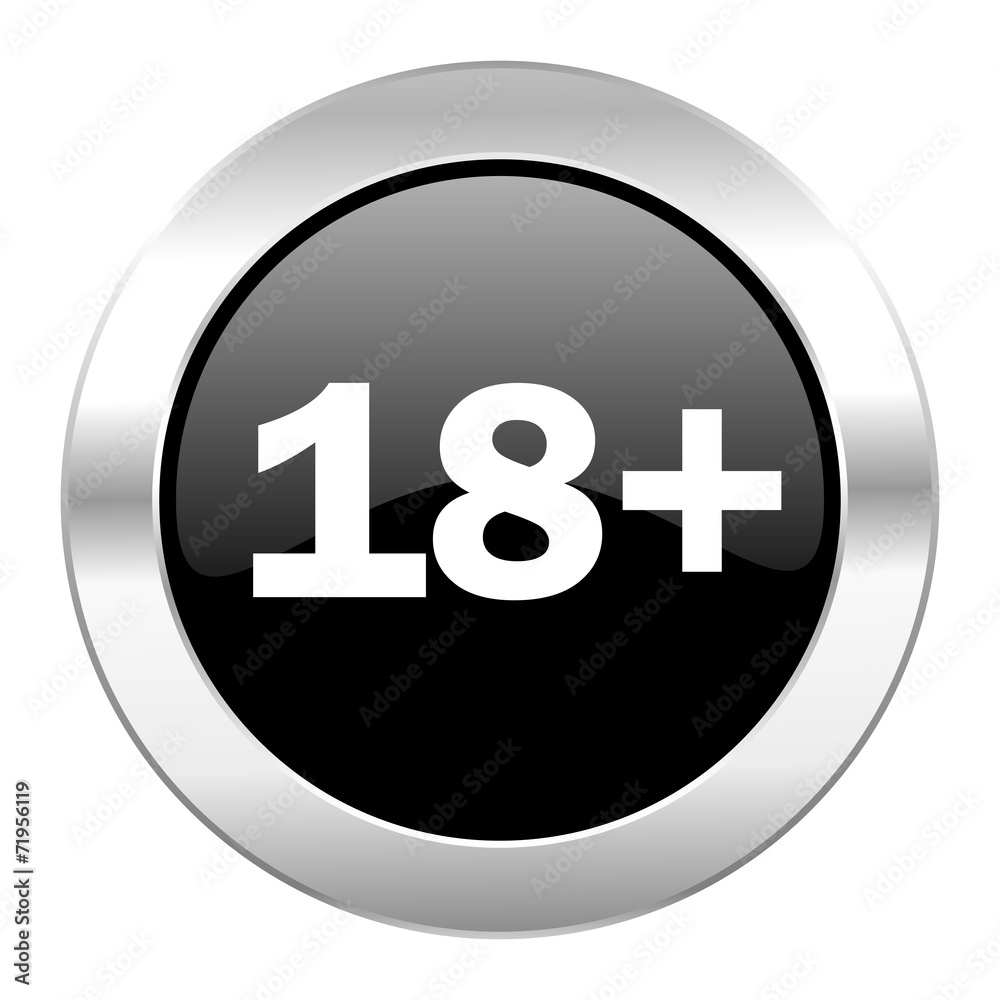 adults black circle glossy chrome icon isolated adults black circle glossy chrome icon isolated