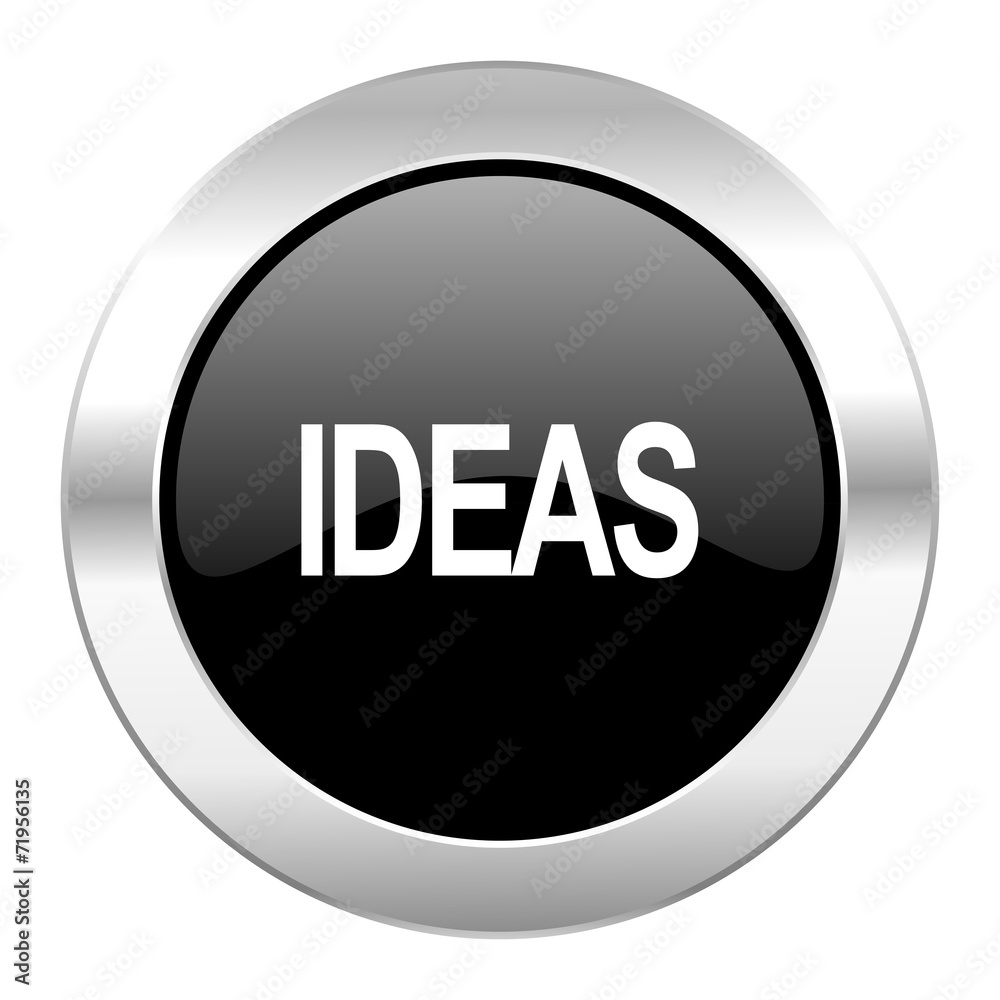 ideas black circle glossy chrome icon isolated ideas black circle glossy chrome icon isolated
