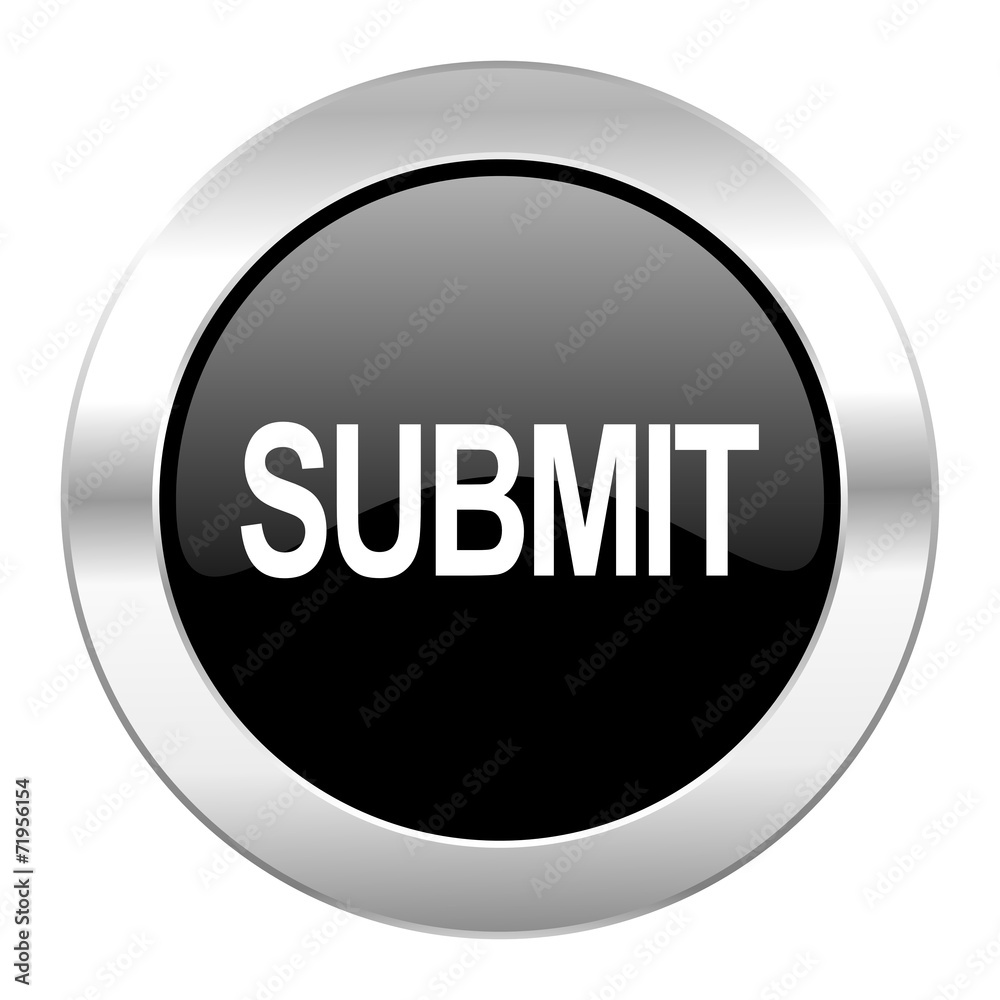 submit black circle glossy chrome icon isolated submit black circle glossy chrome icon isolated