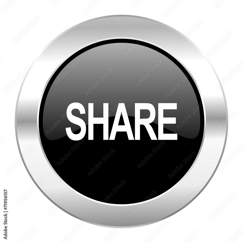 share black circle glossy chrome icon isolated share black circle glossy chrome icon isolated