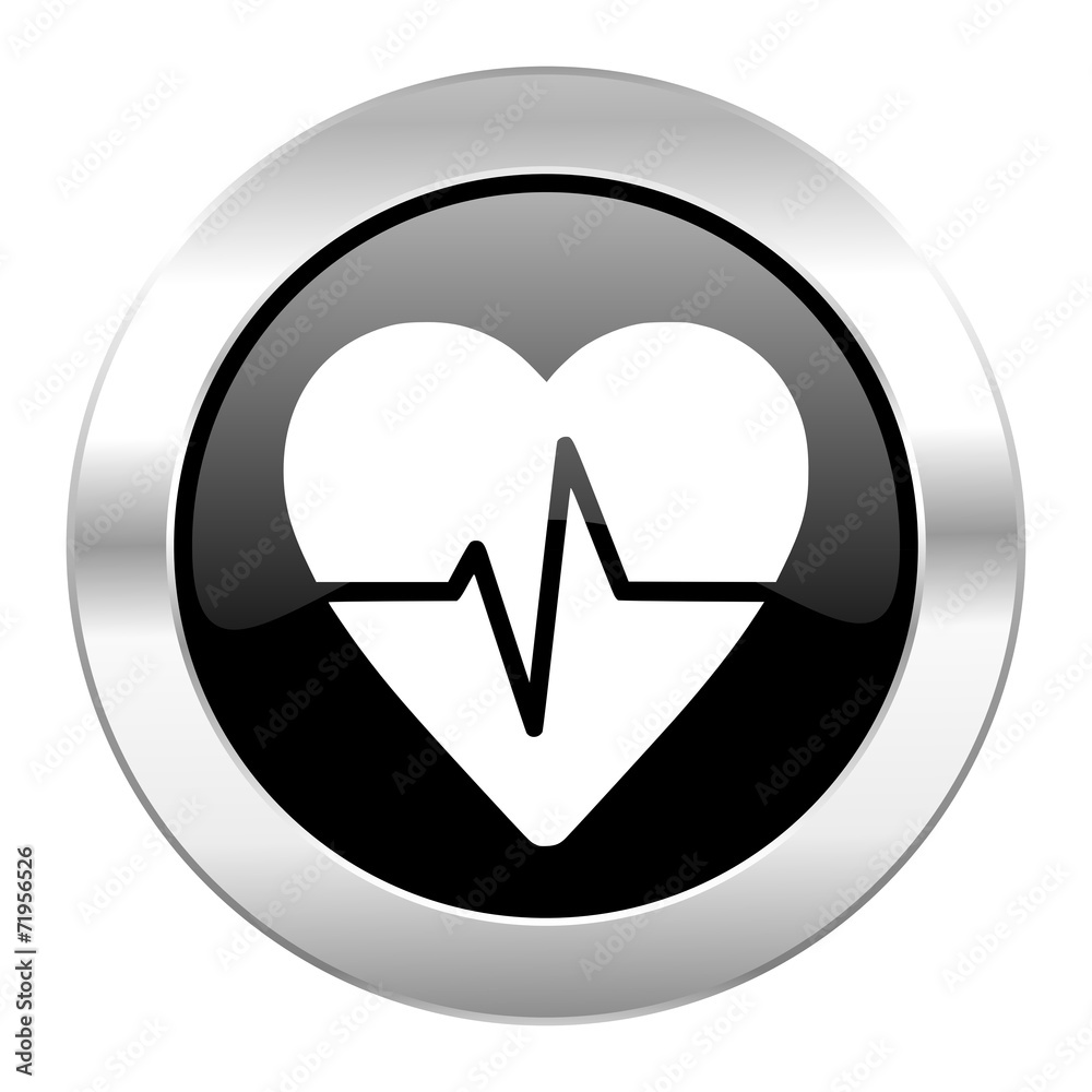 pulse black circle glossy chrome icon isolated pulse black circle glossy chrome icon isolated