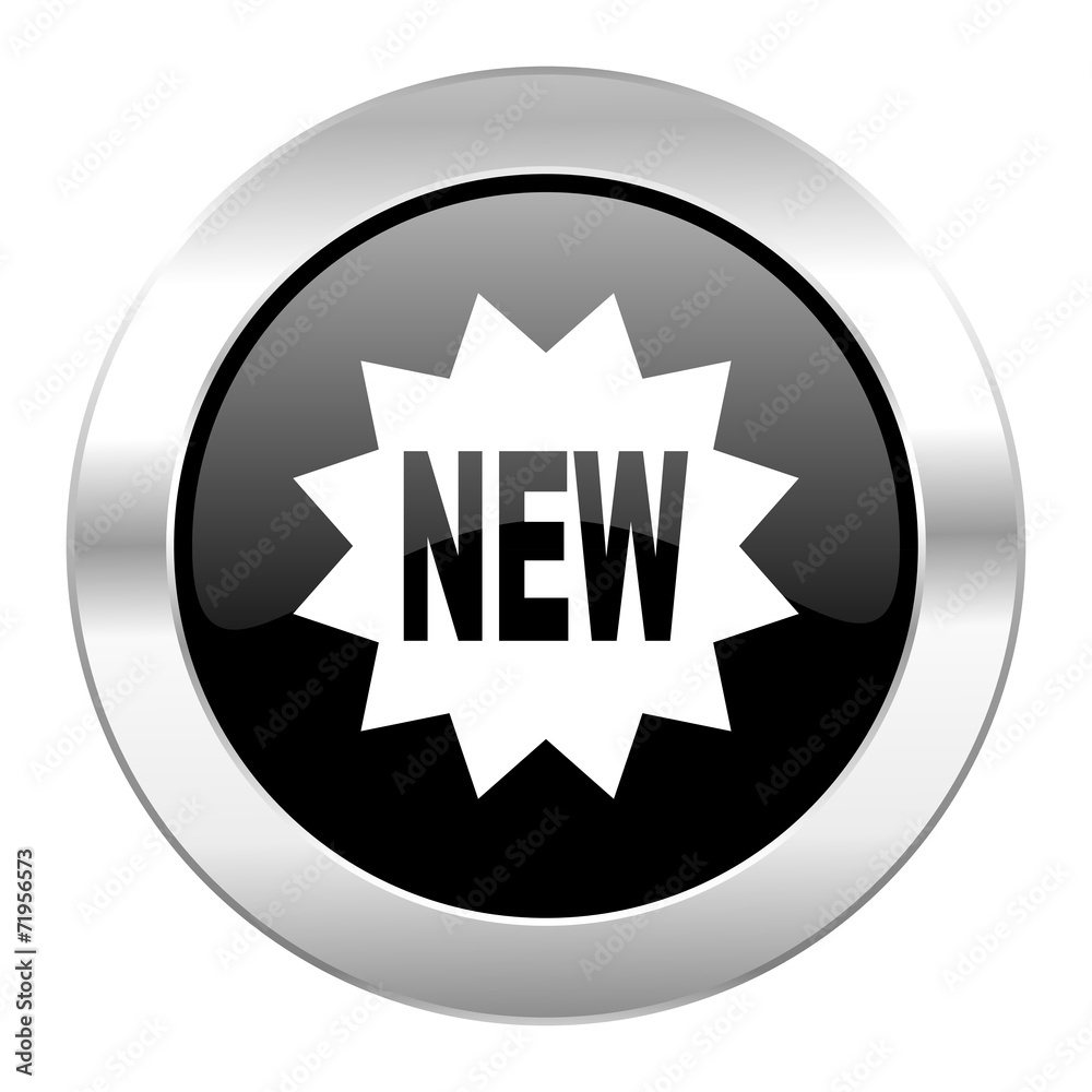 new black circle glossy chrome icon isolated new black circle glossy chrome icon isolated