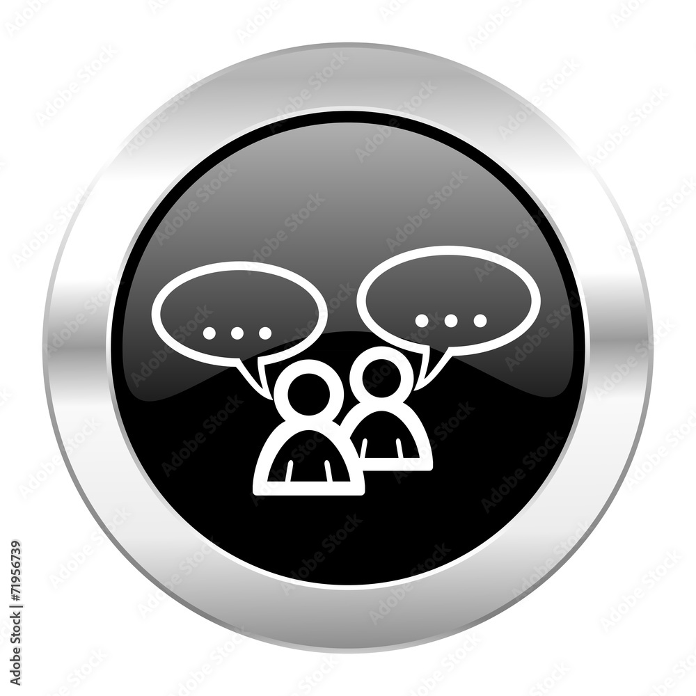 forum black circle glossy chrome icon isolated forum black circle glossy chrome icon isolated