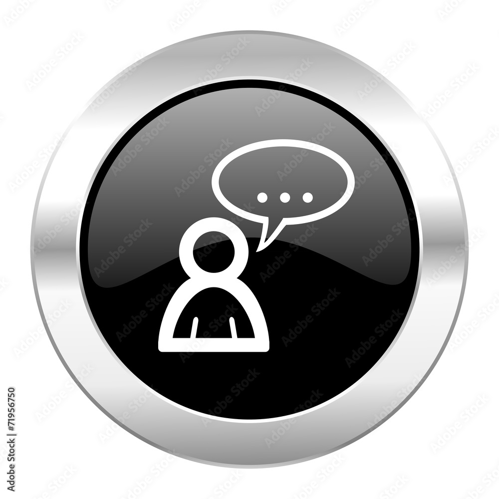 forum black circle glossy chrome icon isolated forum black circle glossy chrome icon isolated