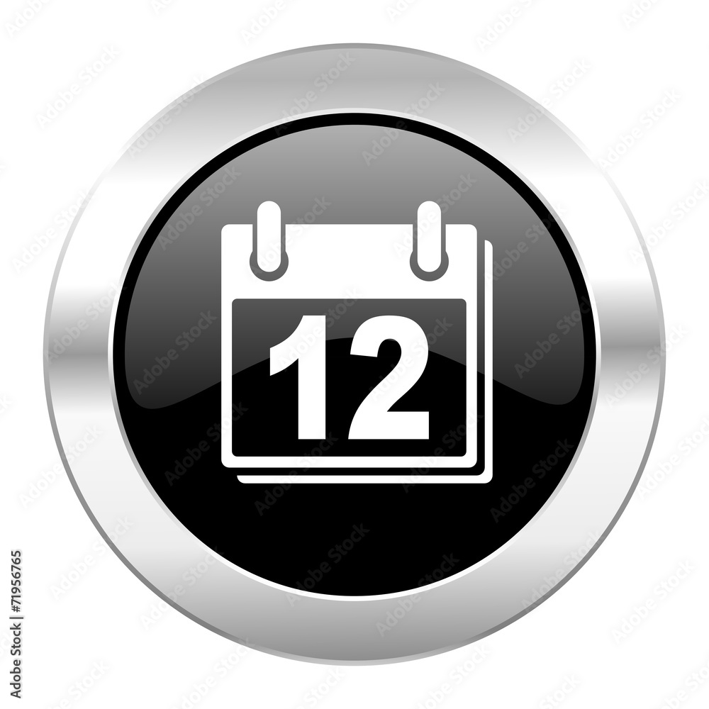 calendar black circle glossy chrome icon isolated calendar black circle glossy chrome icon isolated
