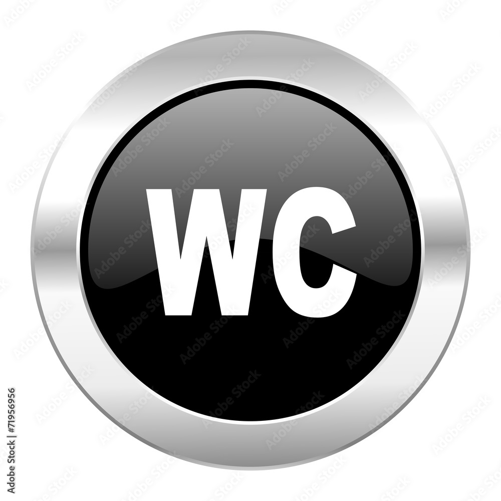 toilet black circle glossy chrome icon isolated toilet black circle glossy chrome icon isolated