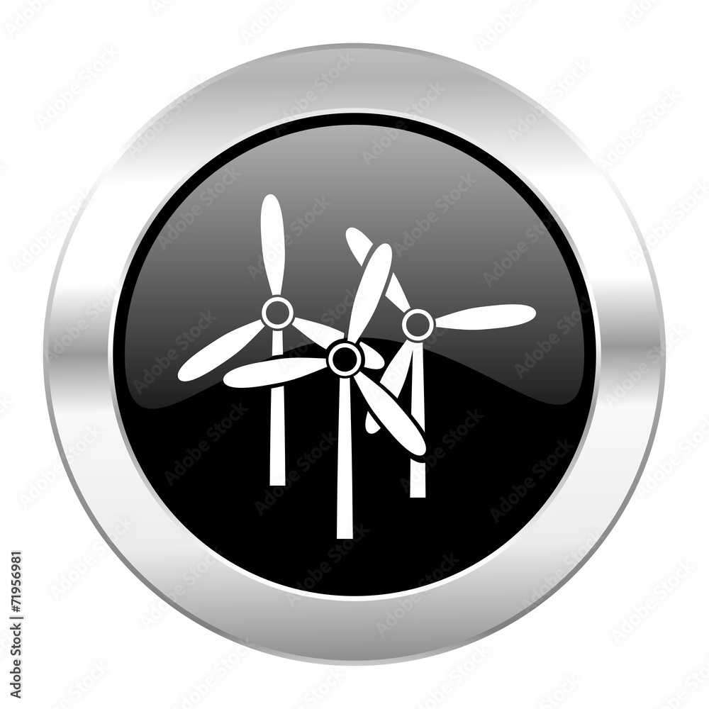 windmill black circle glossy chrome icon isolated windmill black circle glossy chrome icon isolated
