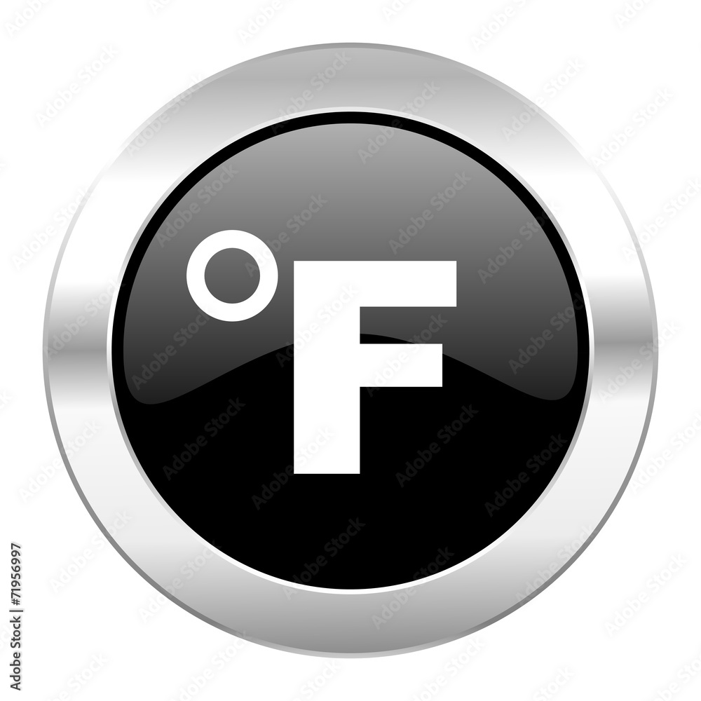 fahrenheit black circle glossy chrome icon isolated fahrenheit black circle glossy chrome icon isolated