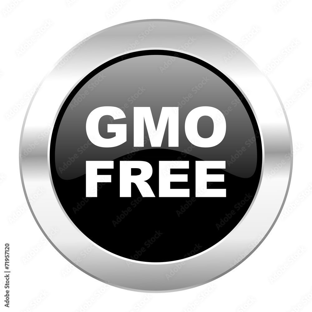 gmo free black circle glossy chrome icon isolated gmo free black circle glossy chrome icon isolated