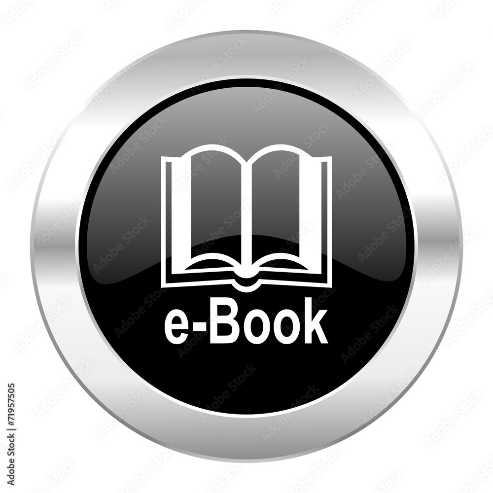 book black circle glossy chrome icon isolated book black circle glossy chrome icon isolated