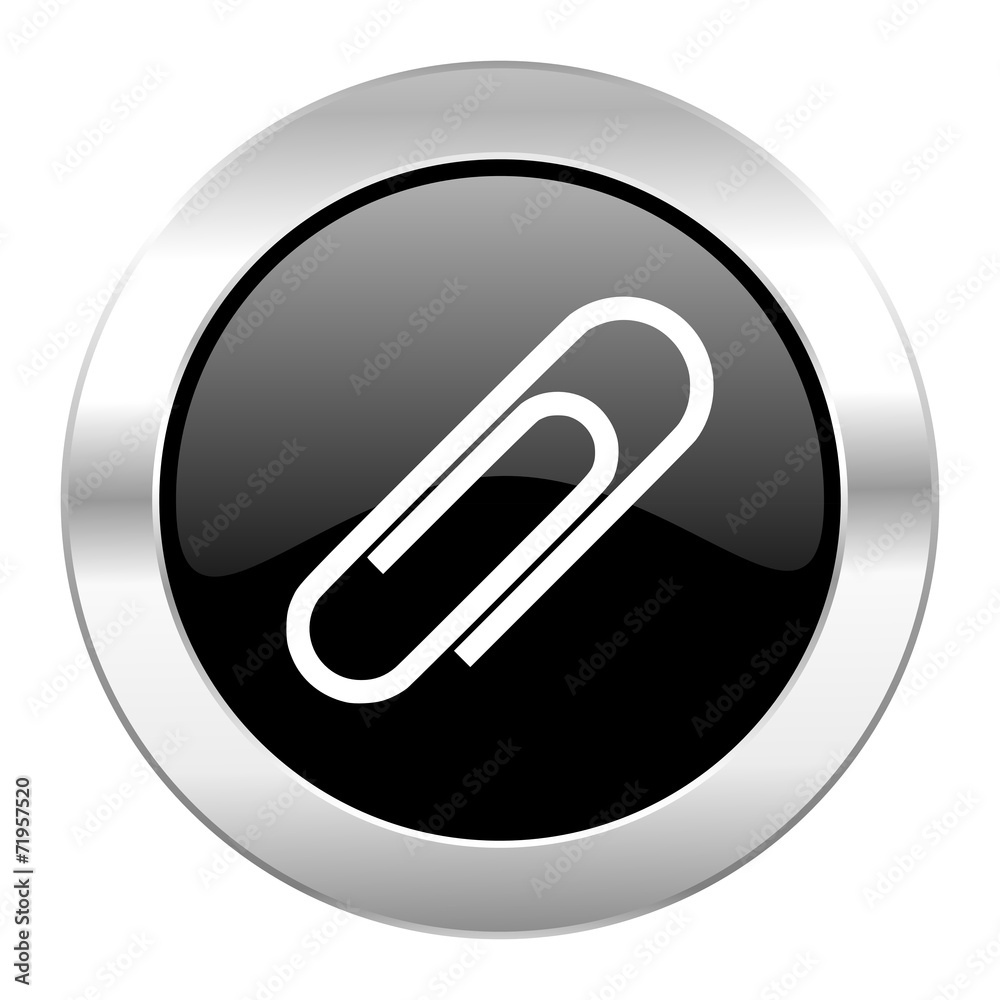 paperclip black circle glossy chrome icon isolated paperclip black circle glossy chrome icon isolated