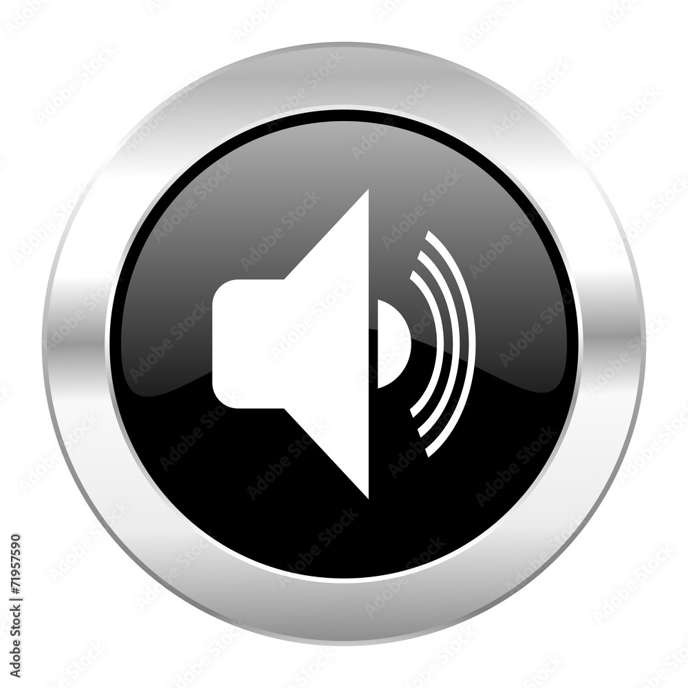 volume black circle glossy chrome icon isolated volume black circle glossy chrome icon isolated