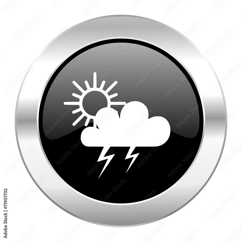 storm black circle glossy chrome icon isolated storm black circle glossy chrome icon isolated