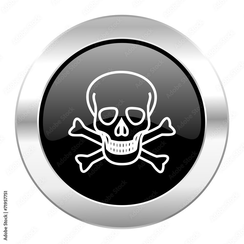 skull black circle glossy chrome icon isolated skull black circle glossy chrome icon isolated