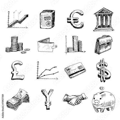 Finance icons set sketch