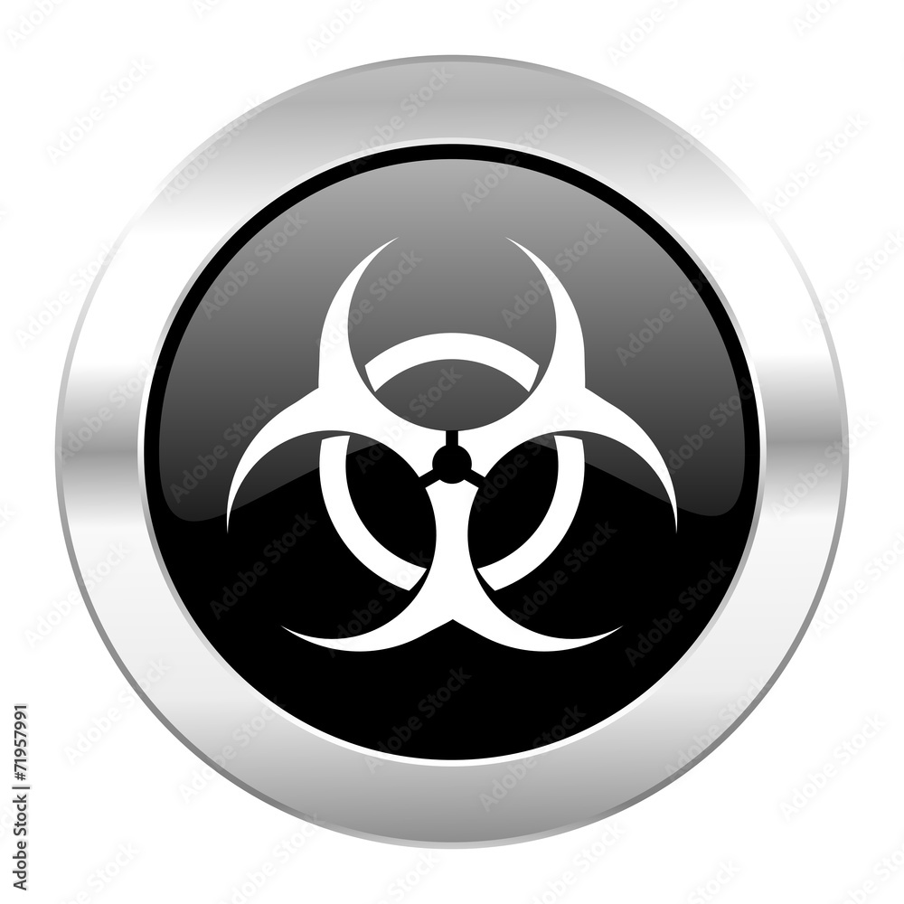 biohazard black circle glossy chrome icon isolated biohazard black circle glossy chrome icon isolated