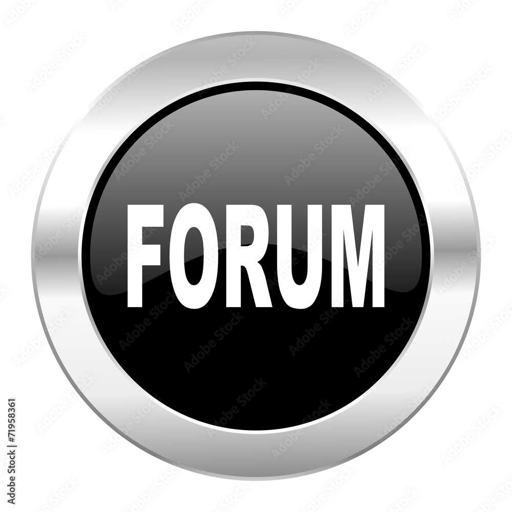 forum black circle glossy chrome icon isolated forum black circle glossy chrome icon isolated