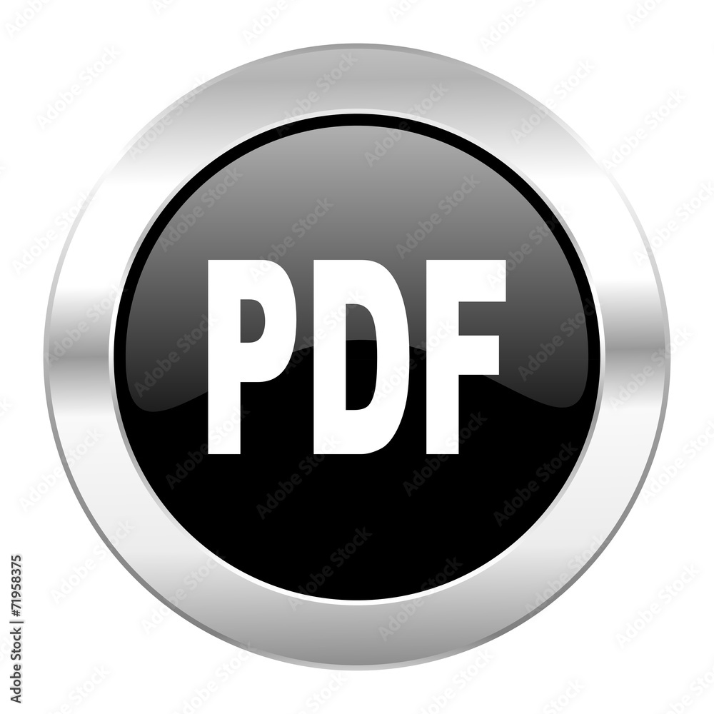 pdf black circle glossy chrome icon isolated pdf black circle glossy chrome icon isolated