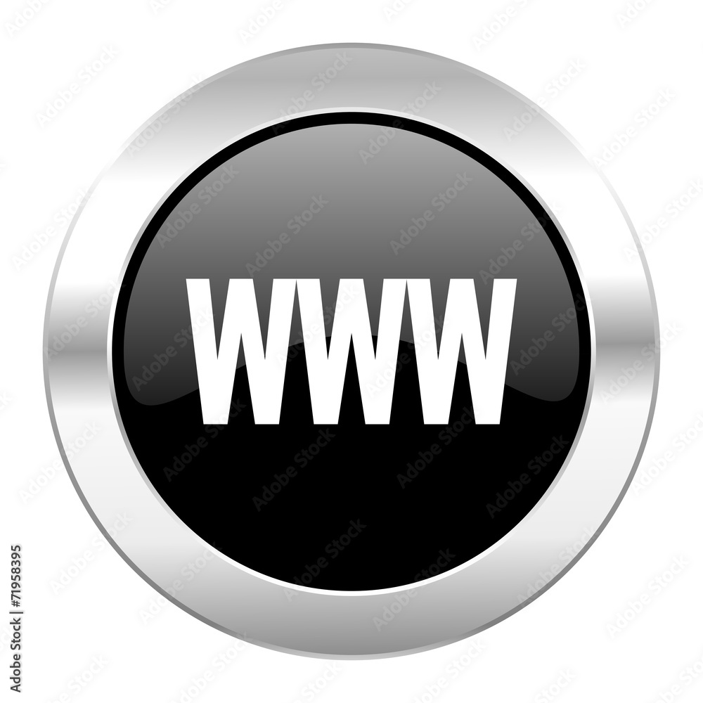 www black circle glossy chrome icon isolated www black circle glossy chrome icon isolated