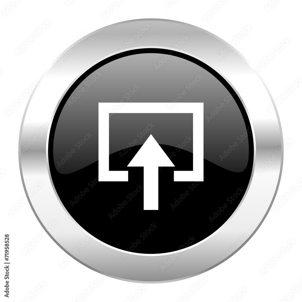 enter black circle glossy chrome icon isolated enter black circle glossy chrome icon isolated
