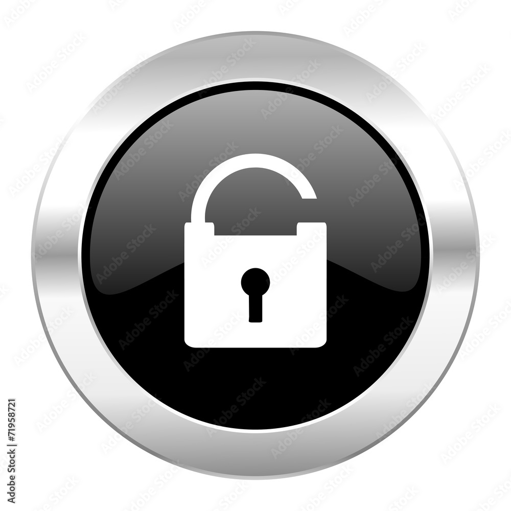 padlock black circle glossy chrome icon isolated padlock black circle glossy chrome icon isolated