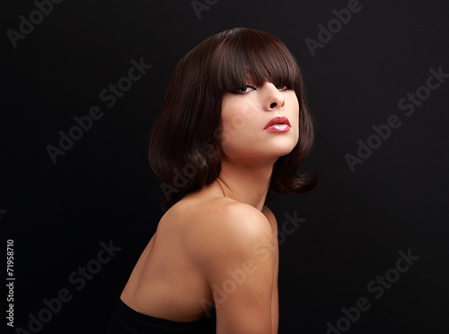 Beautiful makeup woman with short hair style posing