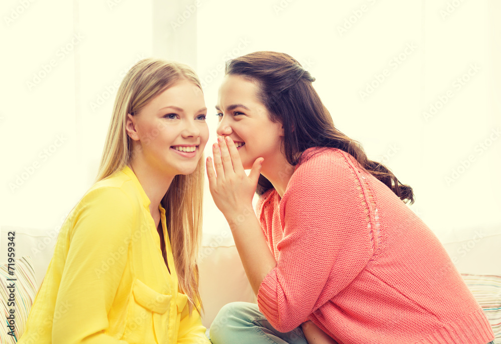 one girl telling another secret one girl telling another secret