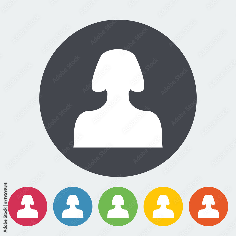 Female avatar flat single icon. Female avatar flat single icon.