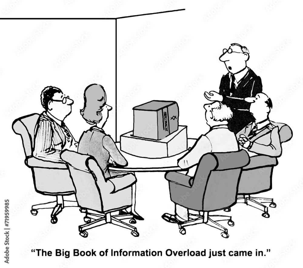 The Big Book Of Information Overload Just Came In Stock Illustration the-big-book-of-information-overload-just-came-in-stock-illustration