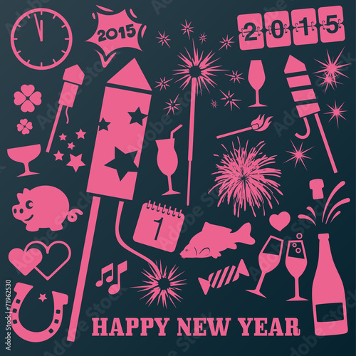 Canvas Print New Year Vector Set