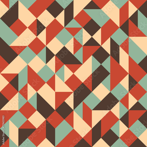 Vintage colorful seamless pattern with triangles and squares.