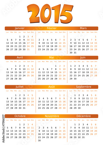 Calendrier 2015 simple - facilement éditable