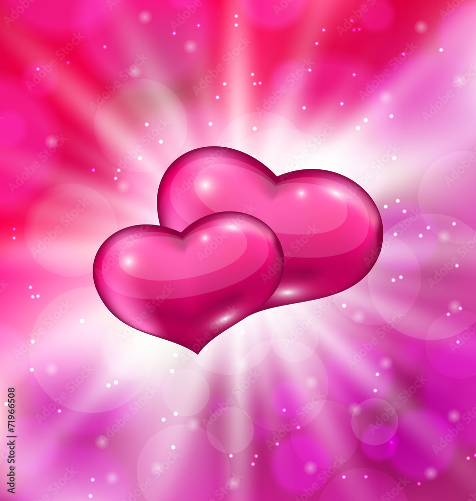 Shimmering background with beautiful hearts for  Valentine day
