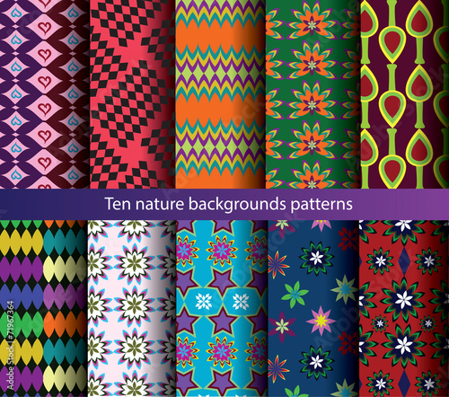Ten patterns backgrounds seamless natural