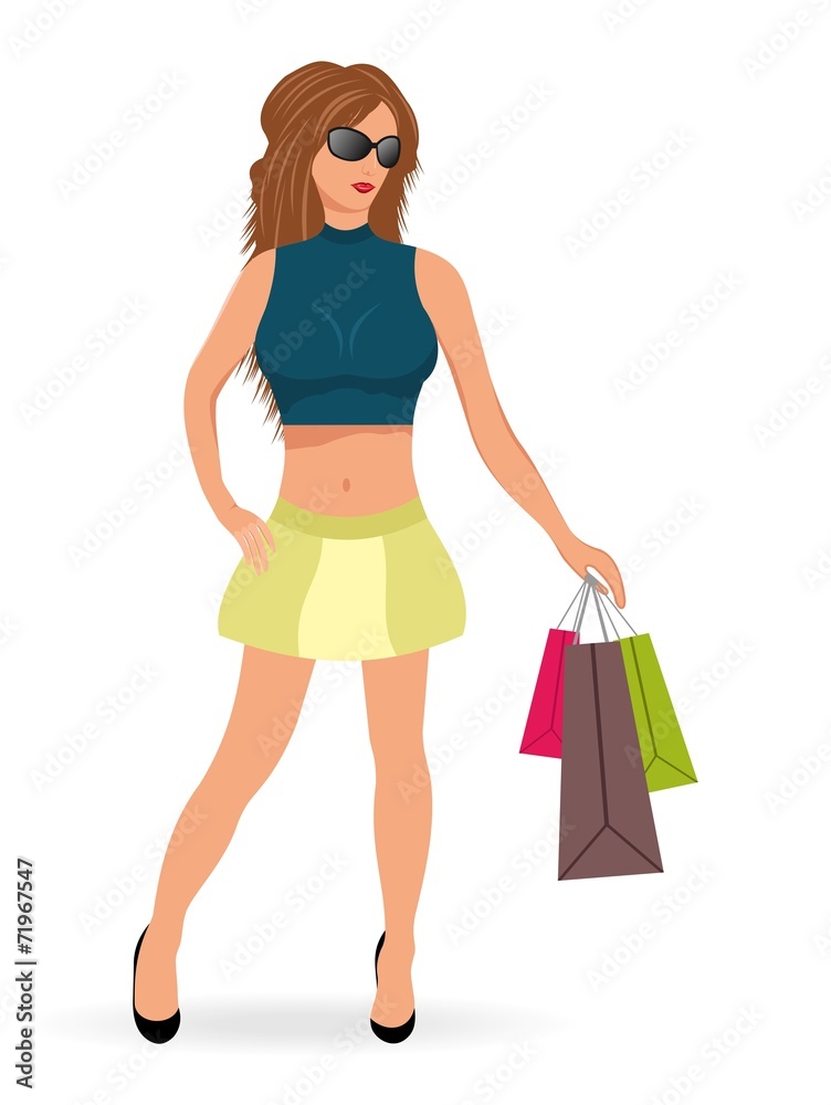 beautiful shopping girl isolated beautiful shopping girl isolated