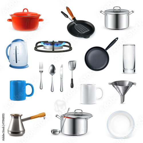 Kitchen utensils, vector set