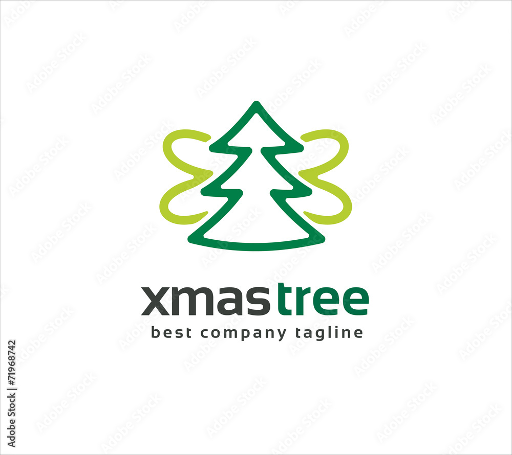 Abstract vector xmas tree with wings logo icon concept. Logotype