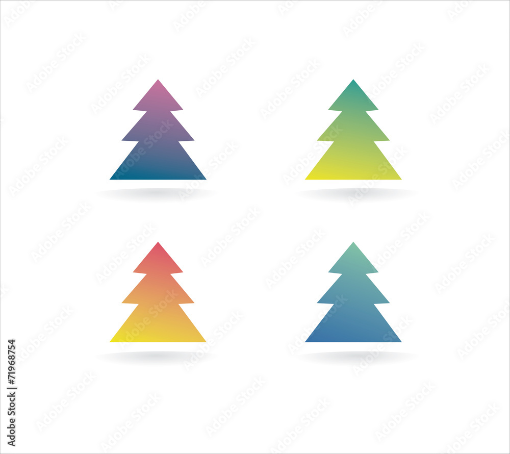 Obraz premium Abstract vector xmas tree icon set concept. Logotype template