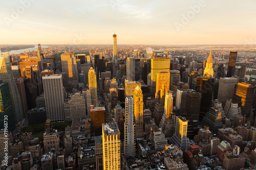 NYC skyline at sunset