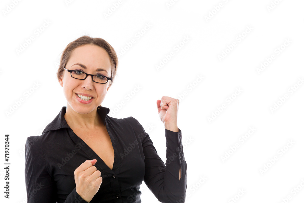 model isolated on plain background victory confident model isolated on plain background victory confident