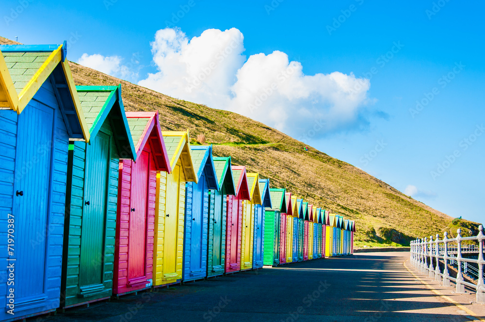 Colorful beach huts